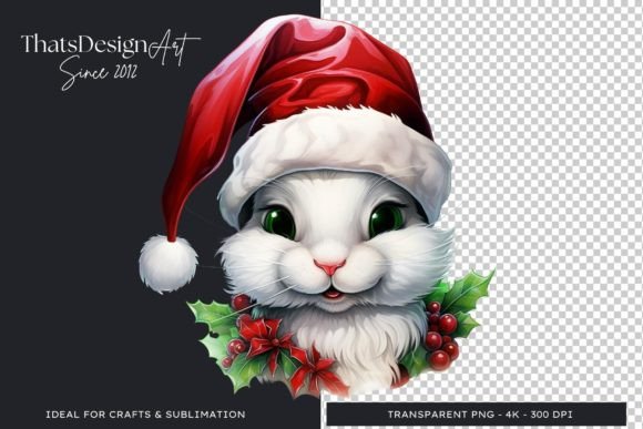 Cute Rabbit Christmas Animal Clipart for Festive Designs
