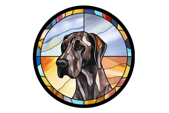 Great Dane Dog Stained Glass: A Vibrant Design Asset