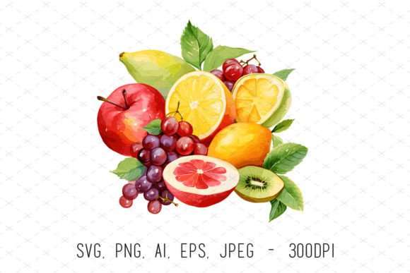 Hand Painted Fruits Watercolor Clipart: Fresh Design Assets