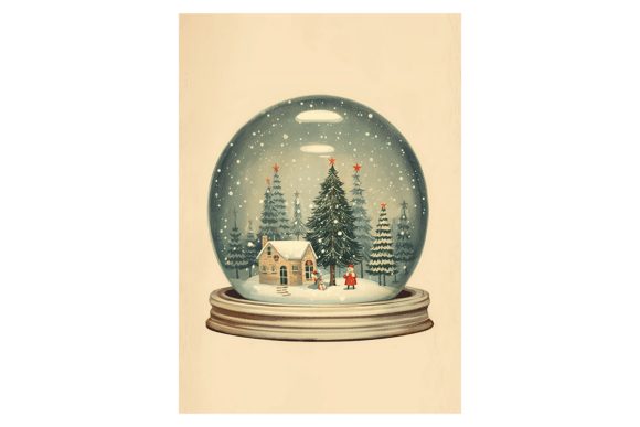 Snow Globe Christmas Card 1: A Vintage Holiday Illustration