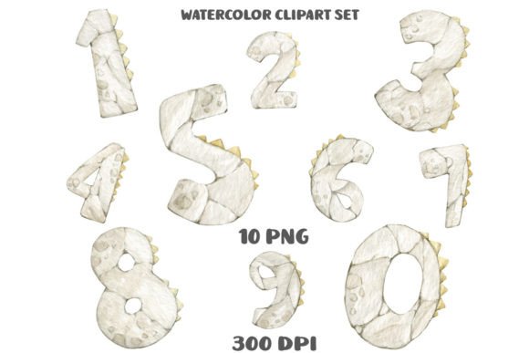 Stone Numbers Watercolor Clipart for Creative Projects