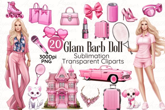 Styling with Glam Pink Bar-bie Themed Cliparts: A Digital Crafter's Guide