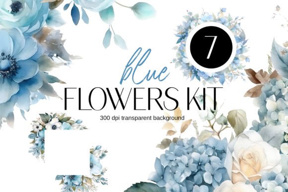 Transform Your Visuals with the Watercolor Blue Flowers Branding Kit