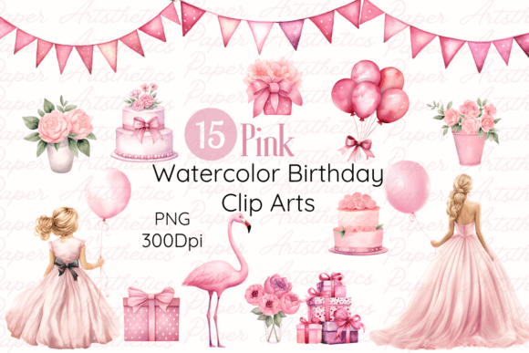 Unpacking the Charm of Pink Watercolor Birthday Cliparts