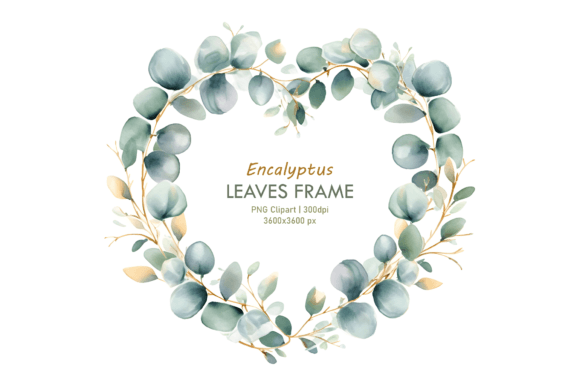 Watercolor Leaves Love Frame Clipart: Design Applications
