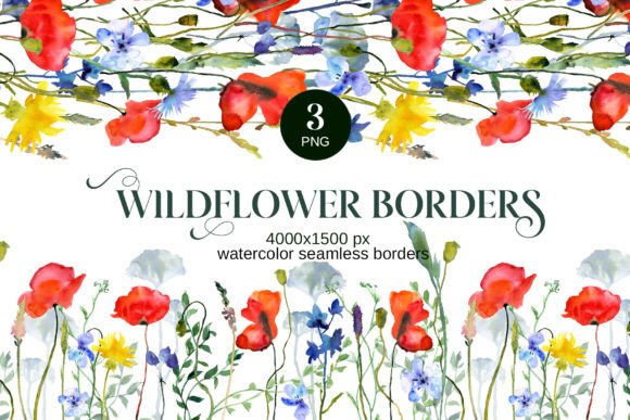 Wildflower Poppies Seamless Border: Nature's Elegance for Your Designs